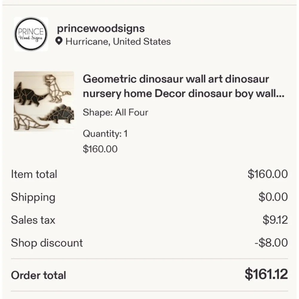 Geometric Wooden Dinosaur Wall Art Decor Nursery Boy Home Handmade White Black